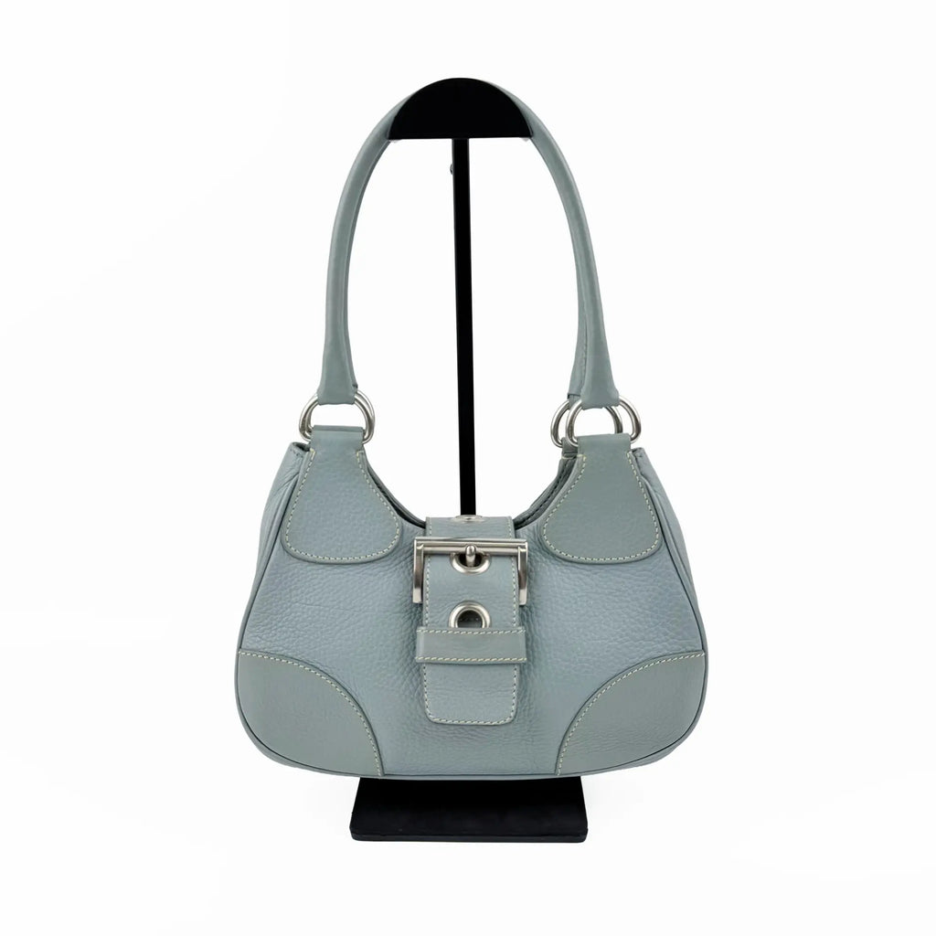 PRADA プラダ ムーン ハンドバッグ ホーボーバッグ ショルダーバッグ スカイブルー ブルー レザー ヴィンテージ レディース 【中古】