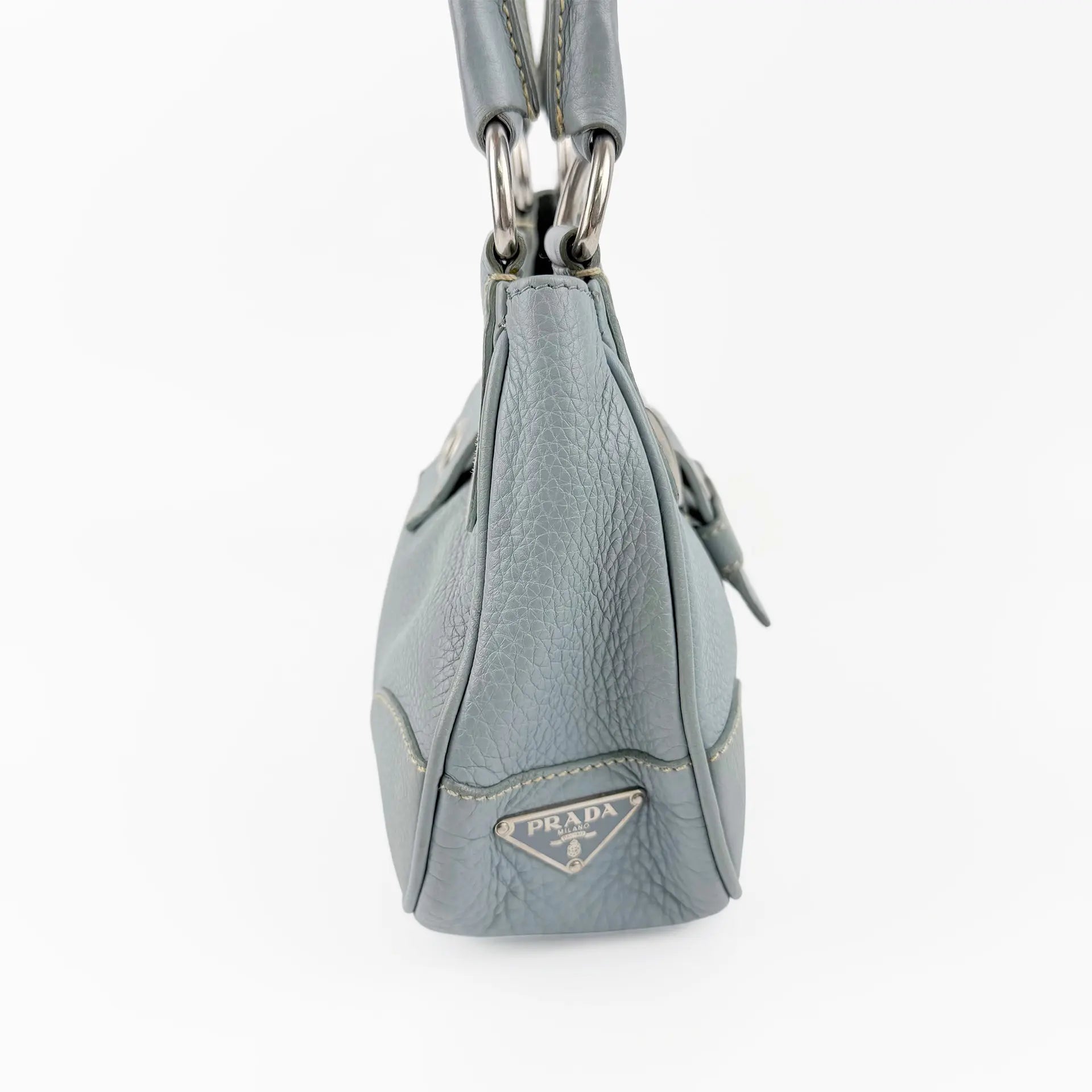 PRADA プラダ ムーン ハンドバッグ ホーボーバッグ ショルダーバッグ スカイブルー ブルー レザー ヴィンテージ レディース 【中古】
