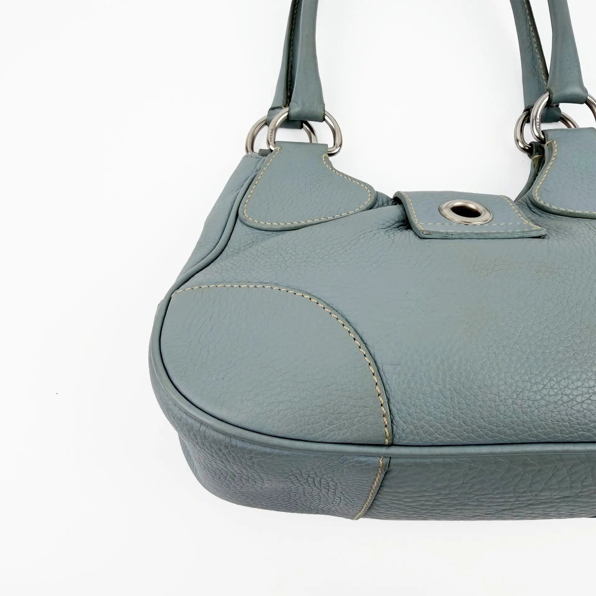 PRADA プラダ ムーン ハンドバッグ ホーボーバッグ ショルダーバッグ スカイブルー ブルー レザー ヴィンテージ レディース 【中古】