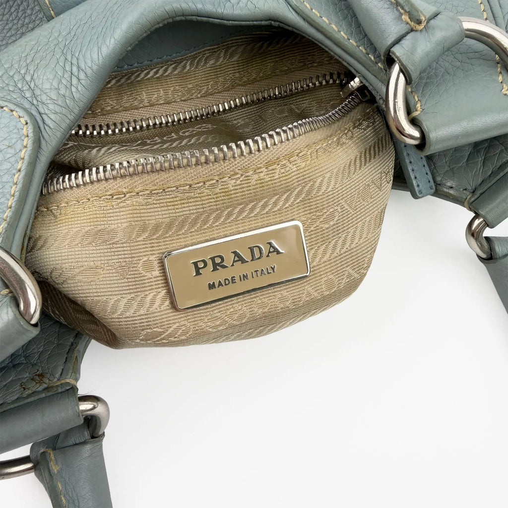PRADA プラダ ムーン ハンドバッグ ホーボーバッグ ショルダーバッグ スカイブルー ブルー レザー ヴィンテージ レディース 【中古】