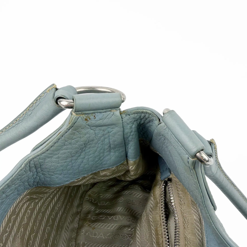 PRADA プラダ ムーン ハンドバッグ ホーボーバッグ ショルダーバッグ スカイブルー ブルー レザー ヴィンテージ レディース 【中古】
