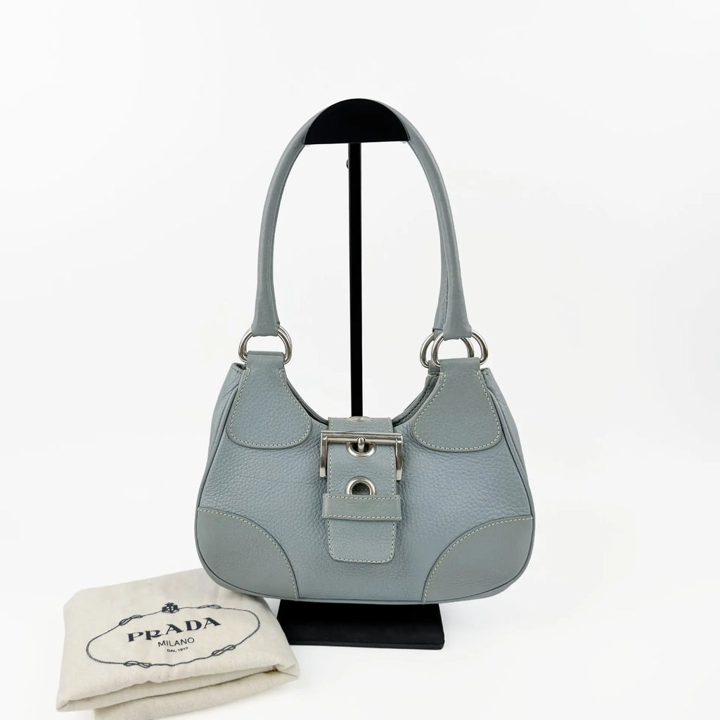 PRADA プラダ ムーン ハンドバッグ ホーボーバッグ ショルダーバッグ スカイブルー ブルー レザー ヴィンテージ レディース 【中古】