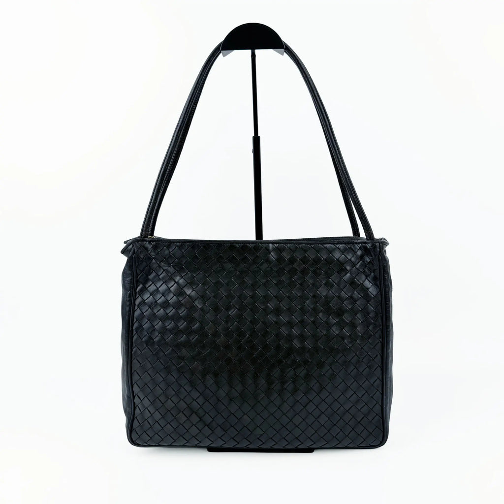 Bottega Veneta ボッテガ・ヴェネタ イントレチャート ショルダーバッグ ホーボーバッグ ブラック レザー ヴィンテージ レディース 【中古】