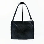 Bottega Veneta ボッテガ・ヴェネタ イントレチャート ショルダーバッグ ホーボーバッグ ブラック レザー ヴィンテージ レディース 【中古】