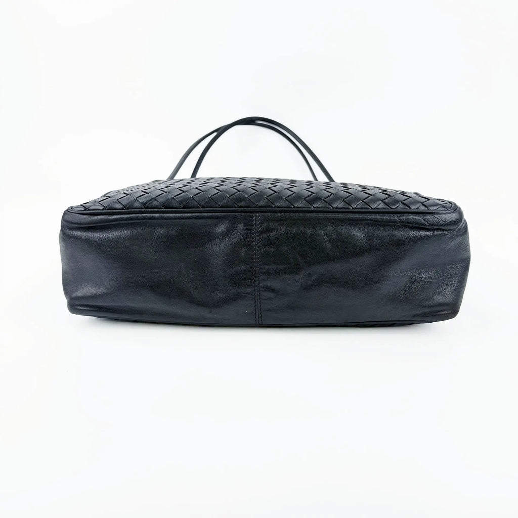 Bottega Veneta ボッテガ・ヴェネタ イントレチャート ショルダーバッグ ホーボーバッグ ブラック レザー ヴィンテージ レディース 【中古】