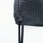 Bottega Veneta ボッテガ・ヴェネタ イントレチャート ショルダーバッグ ホーボーバッグ ブラック レザー ヴィンテージ レディース 【中古】