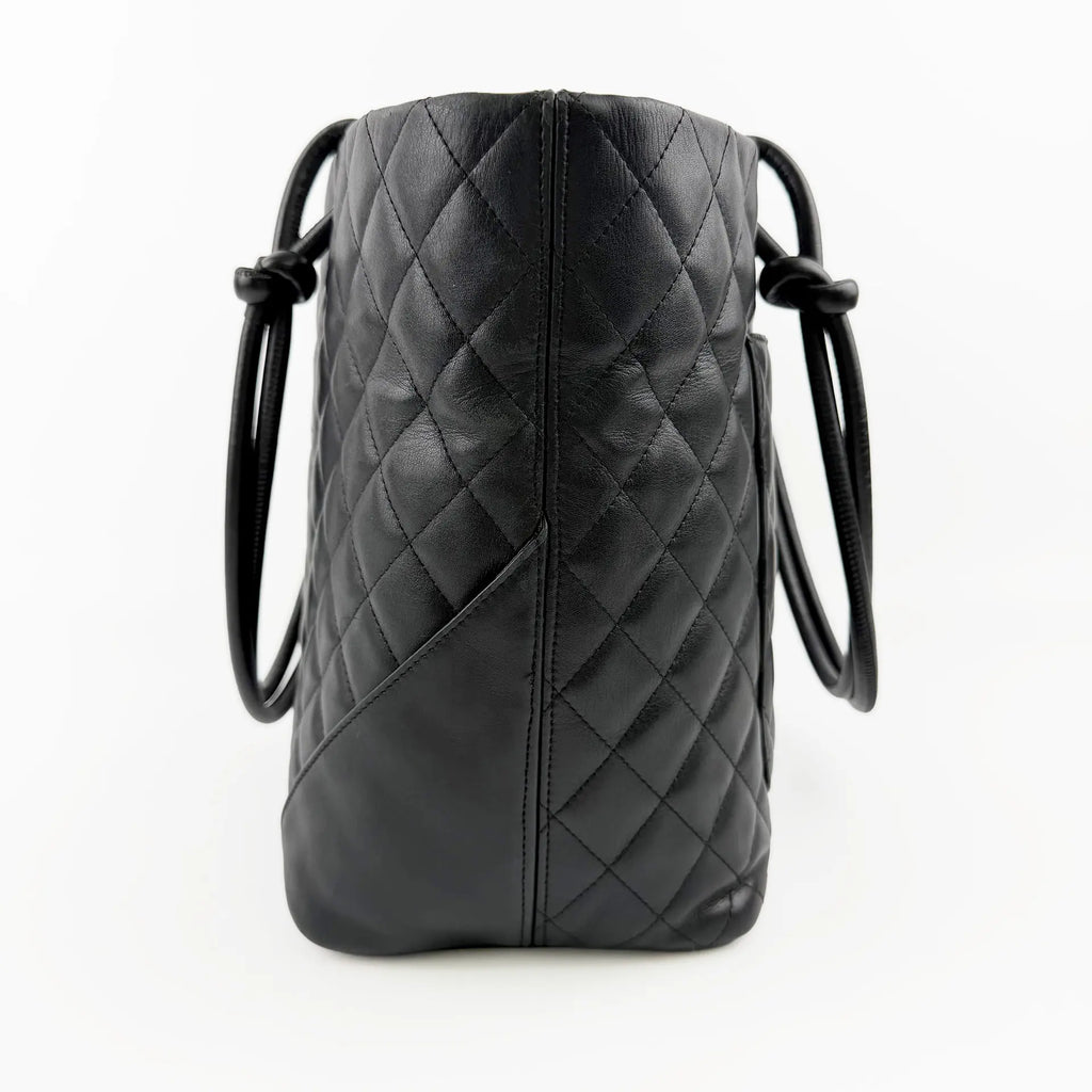 CHANEL シャネル カンボンライン トートバッグ ブラック レザー 9番台 ココマーク ヴィンテージ レディース 【中古】