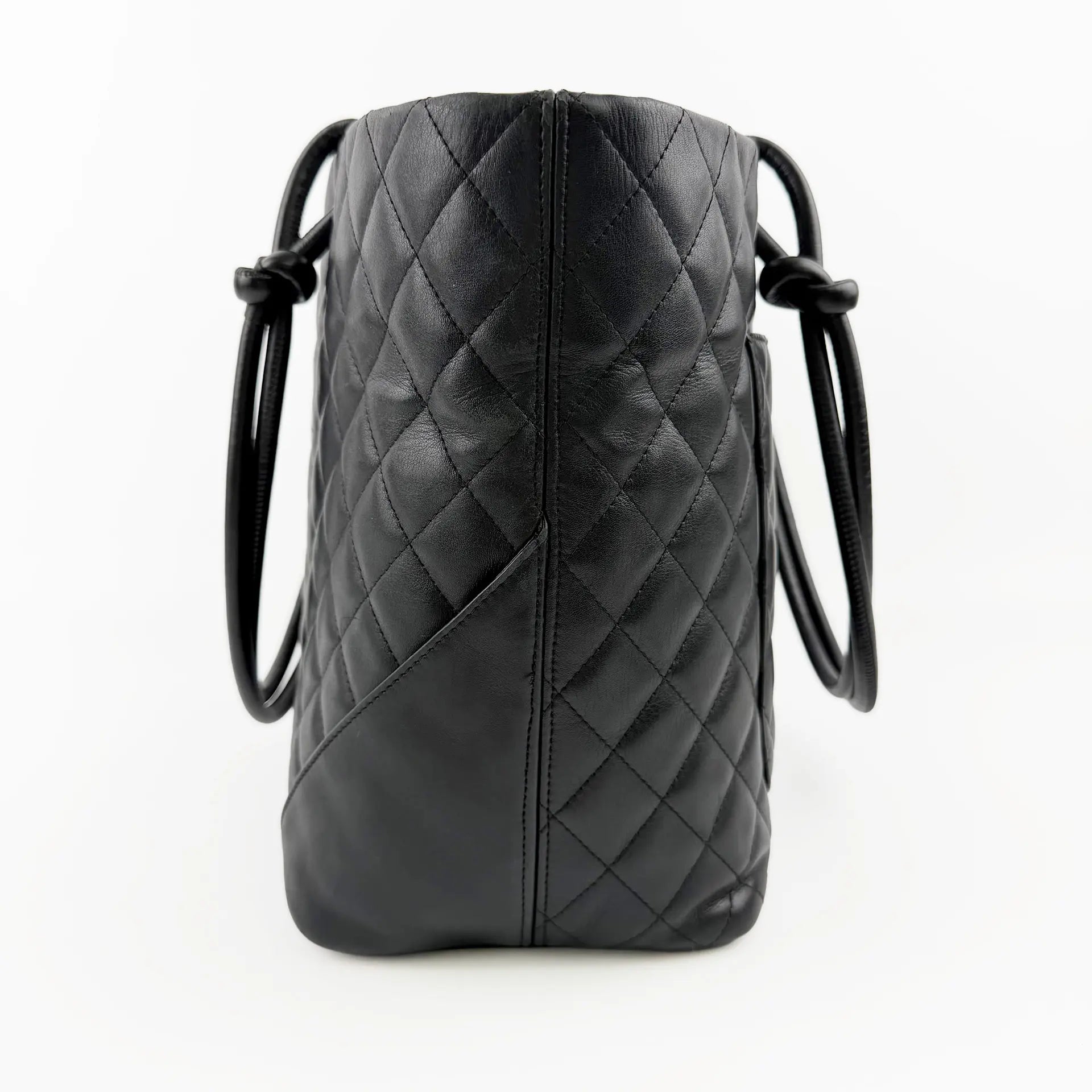 CHANEL シャネル カンボンライン トートバッグ ブラック レザー 9番台 ココマーク ヴィンテージ レディース 【中古】