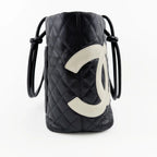 CHANEL シャネル カンボンライン トートバッグ ブラック レザー 9番台 ココマーク ヴィンテージ レディース 【中古】