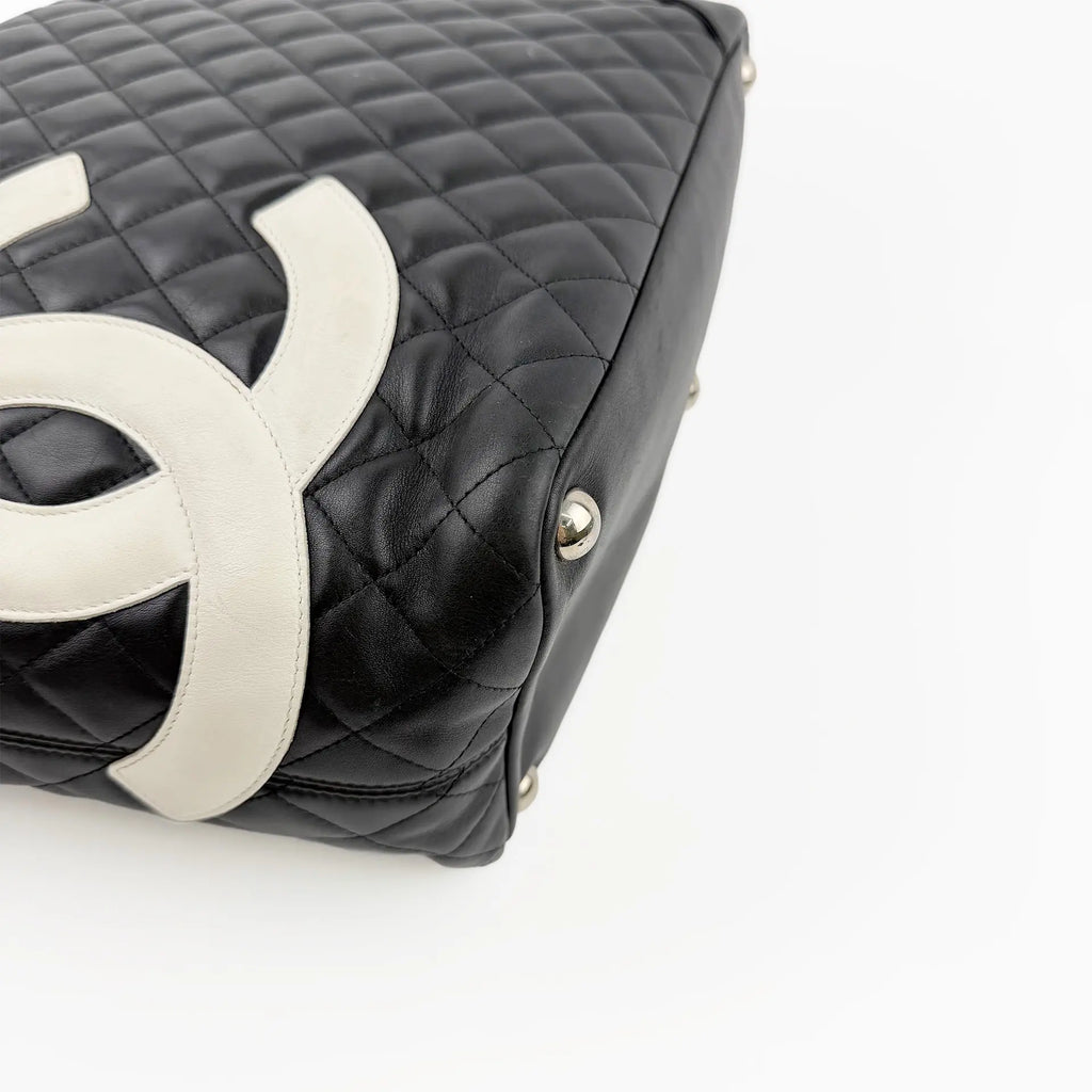 CHANEL シャネル カンボンライン トートバッグ ブラック レザー 9番台 ココマーク ヴィンテージ レディース 【中古】