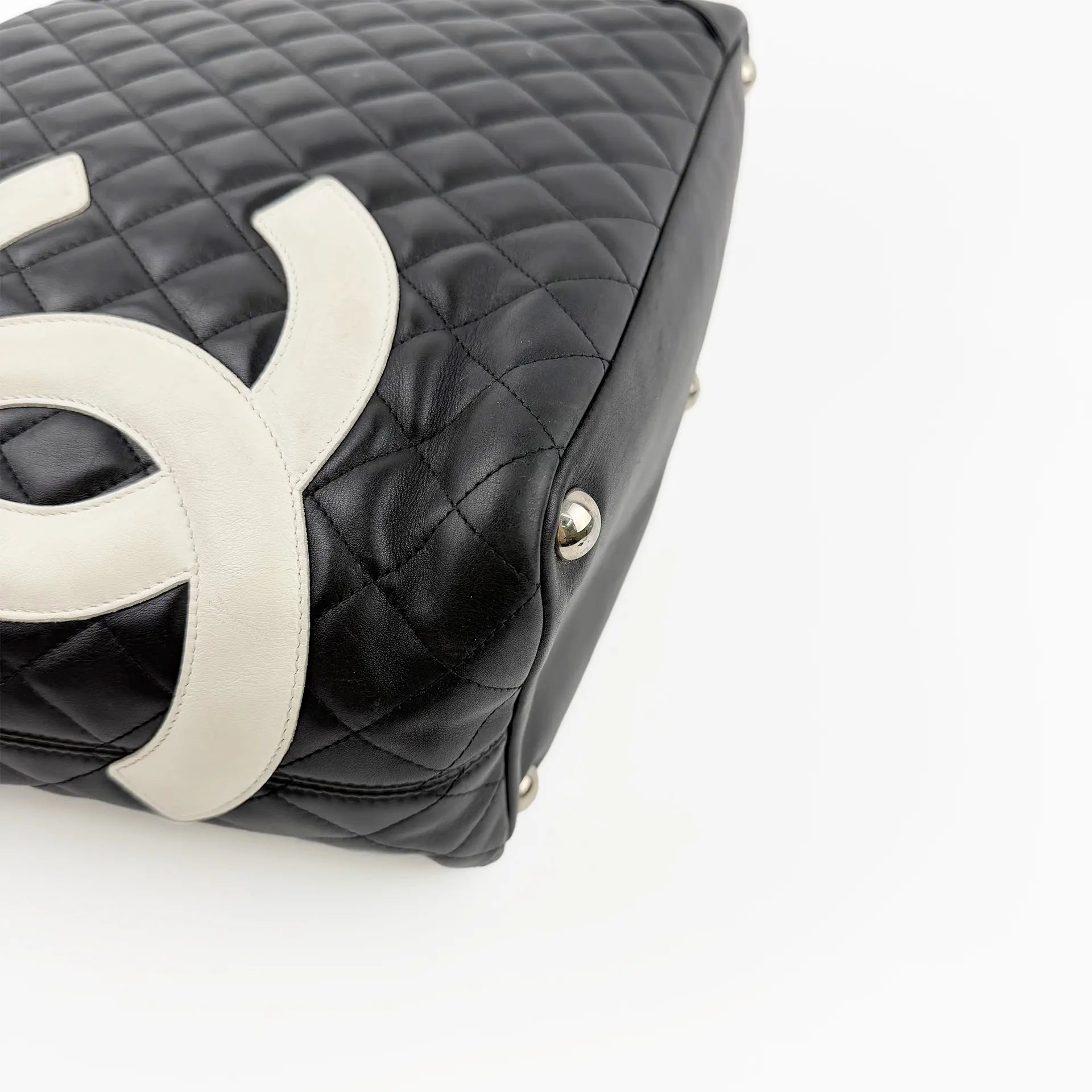 CHANEL シャネル カンボンライン トートバッグ ブラック レザー 9番台 ココマーク ヴィンテージ レディース 【中古】