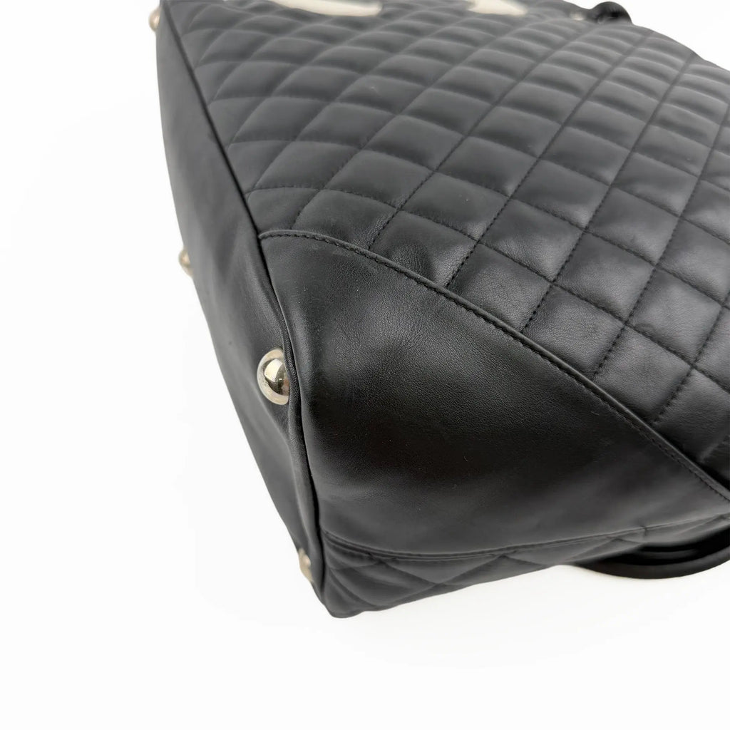 CHANEL シャネル カンボンライン トートバッグ ブラック レザー 9番台 ココマーク ヴィンテージ レディース 【中古】