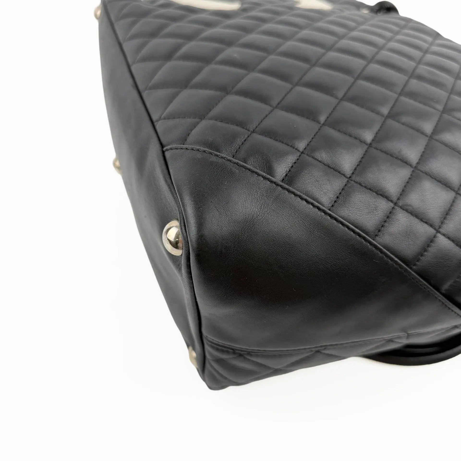 CHANEL シャネル カンボンライン トートバッグ ブラック レザー 9番台 ココマーク ヴィンテージ レディース 【中古】