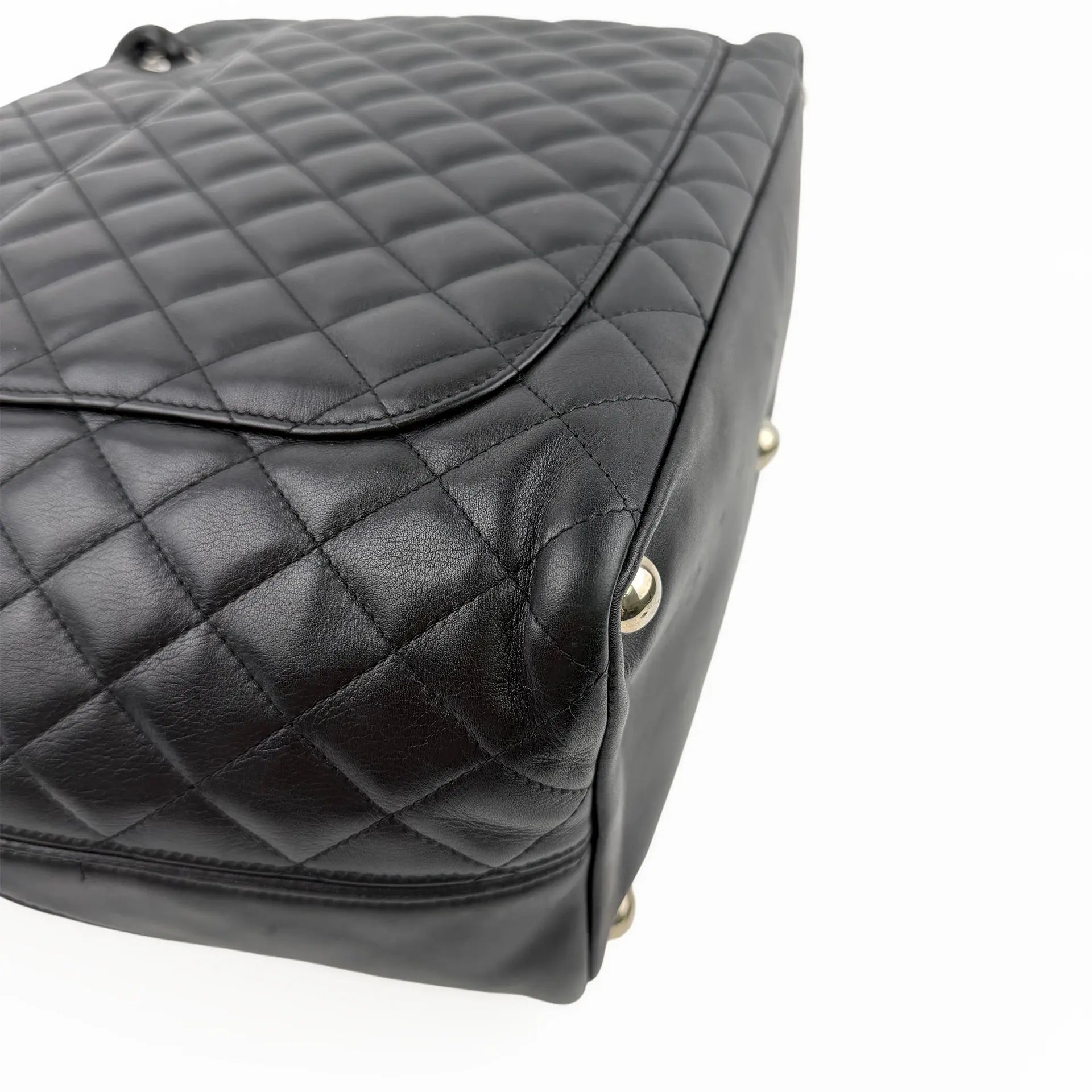 CHANEL シャネル カンボンライン トートバッグ ブラック レザー 9番台 ココマーク ヴィンテージ レディース 【中古】