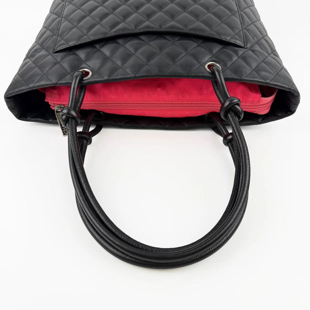 CHANEL シャネル カンボンライン トートバッグ ブラック レザー 9番台 ココマーク ヴィンテージ レディース 【中古】