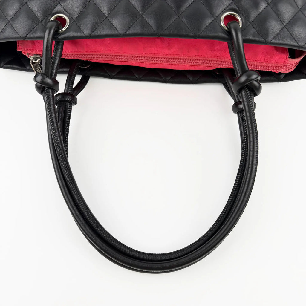CHANEL シャネル カンボンライン トートバッグ ブラック レザー 9番台 ココマーク ヴィンテージ レディース 【中古】