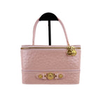 GIANNI VERSACE ヴェルサーチ サンバースト バニティバッグ ハンドバッグ オーストリッチ ピンク ヴィンテージ レディース 【中古】