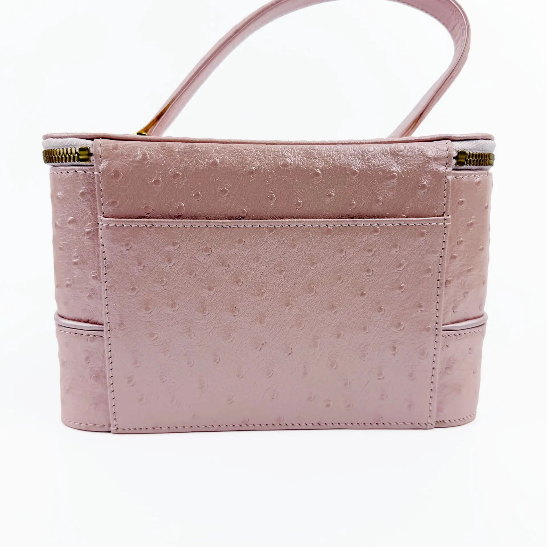 GIANNI VERSACE ヴェルサーチ サンバースト バニティバッグ ハンドバッグ オーストリッチ ピンク ヴィンテージ レディース 【中古】