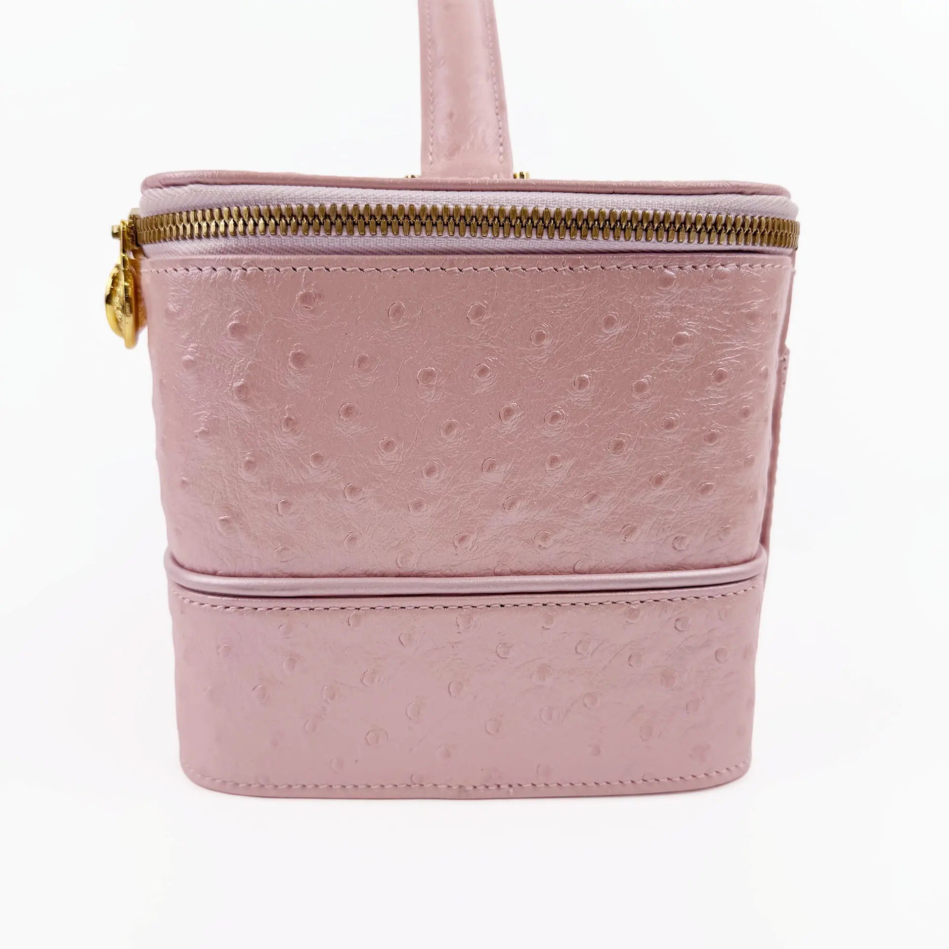 GIANNI VERSACE ヴェルサーチ サンバースト バニティバッグ ハンドバッグ オーストリッチ ピンク ヴィンテージ レディース 【中古】