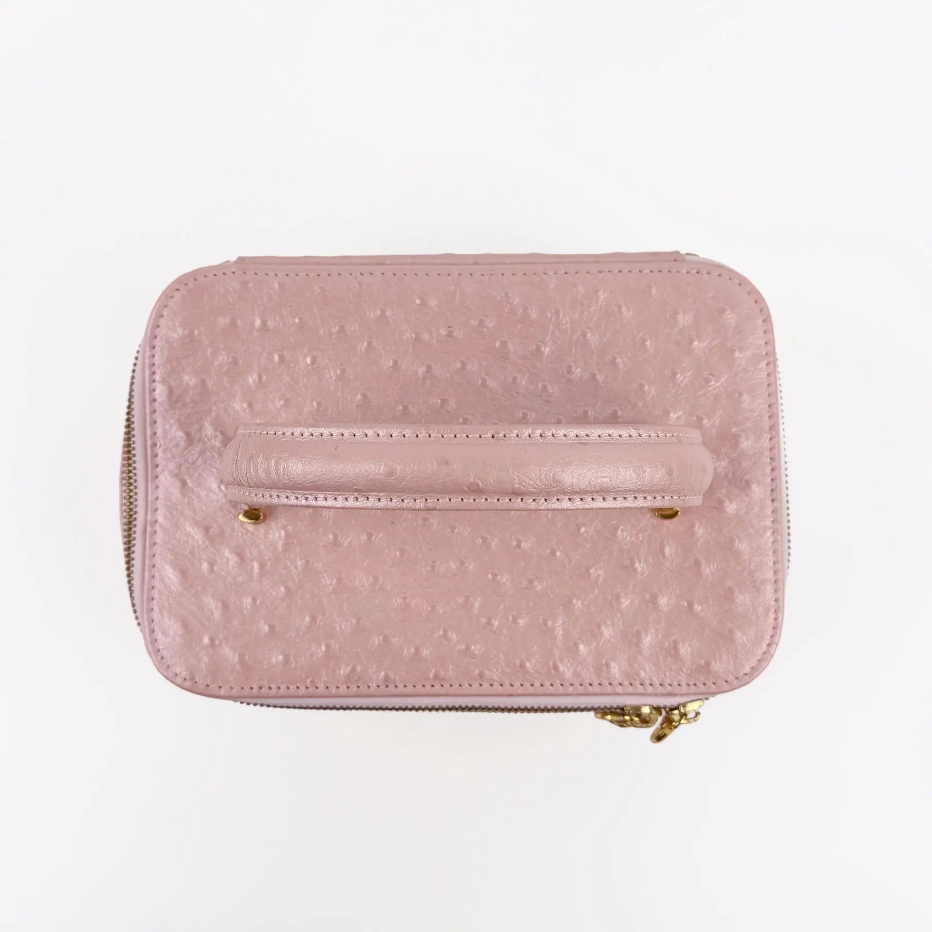 GIANNI VERSACE ヴェルサーチ サンバースト バニティバッグ ハンドバッグ オーストリッチ ピンク ヴィンテージ レディース 【中古】