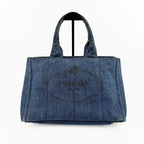 PRADA プラダ カナパ トートバッグ 1BG439 M ハンドバッグ デニム ブルー ヴィンテージ レディース 【中古】