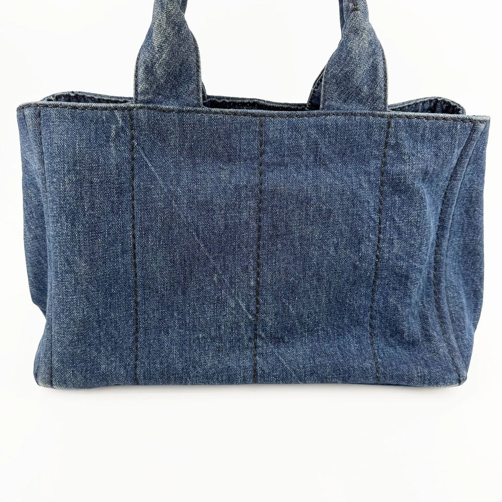 PRADA プラダ カナパ トートバッグ 1BG439 M ハンドバッグ デニム ブルー ヴィンテージ レディース 【中古】