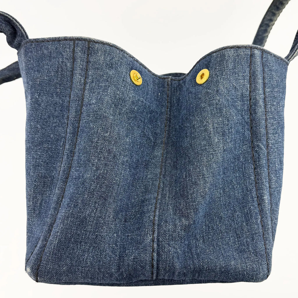 PRADA プラダ カナパ トートバッグ 1BG439 M ハンドバッグ デニム ブルー ヴィンテージ レディース 【中古】
