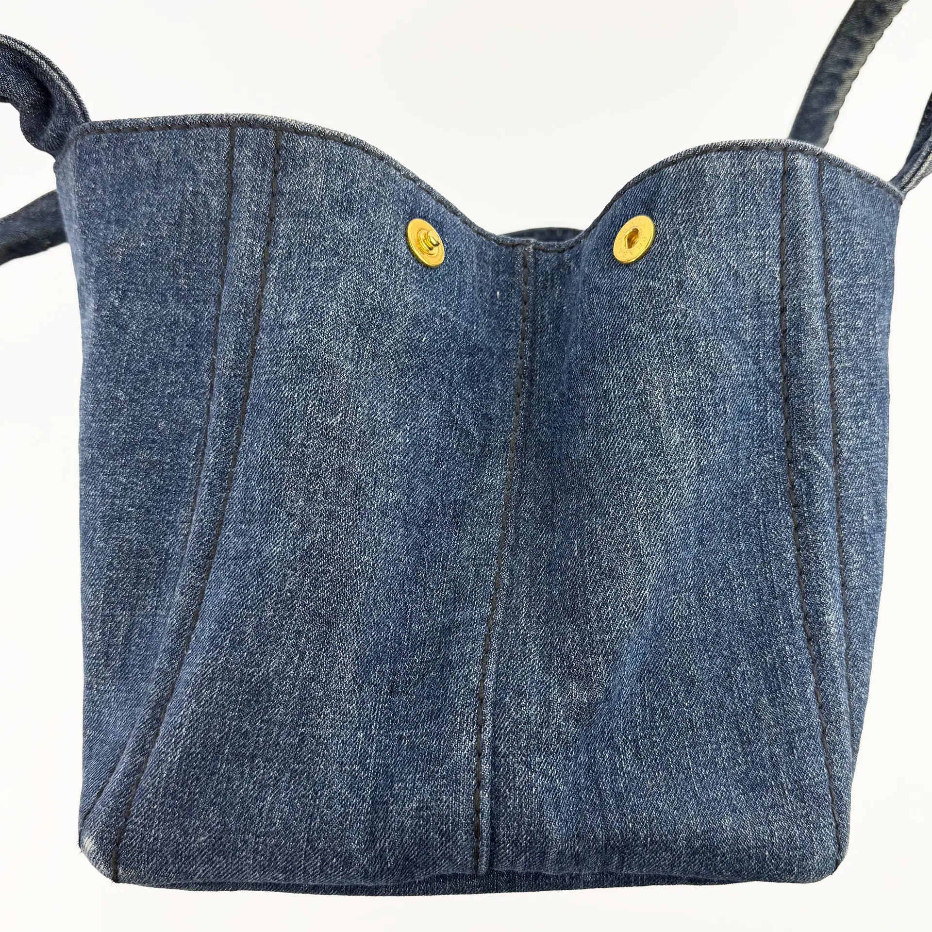 PRADA プラダ カナパ トートバッグ 1BG439 M ハンドバッグ デニム ブルー ヴィンテージ レディース 【中古】