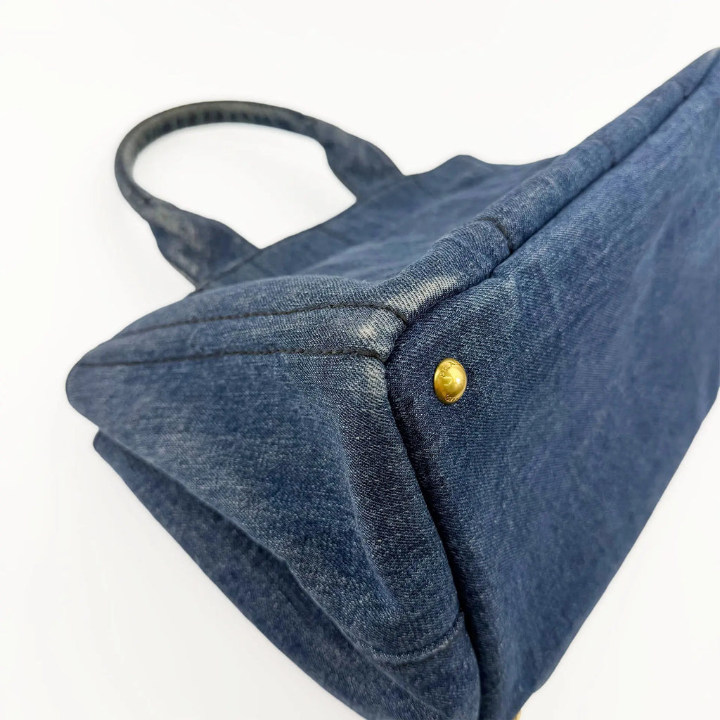 PRADA プラダ カナパ トートバッグ 1BG439 M ハンドバッグ デニム ブルー ヴィンテージ レディース 【中古】