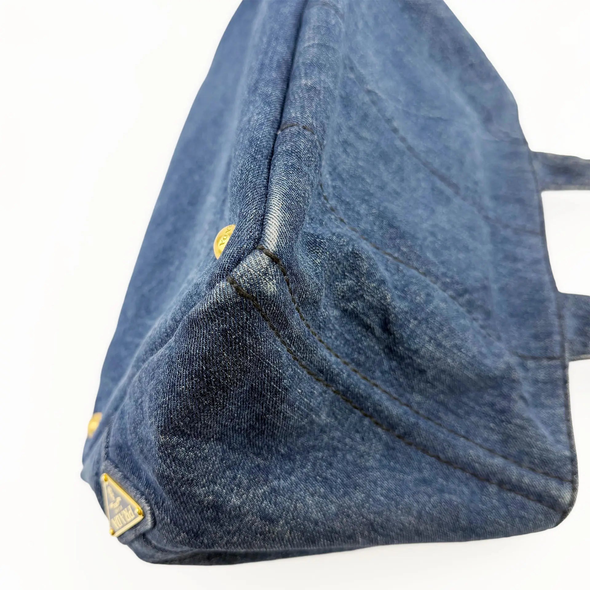 PRADA プラダ カナパ トートバッグ 1BG439 M ハンドバッグ デニム ブルー ヴィンテージ レディース 【中古】