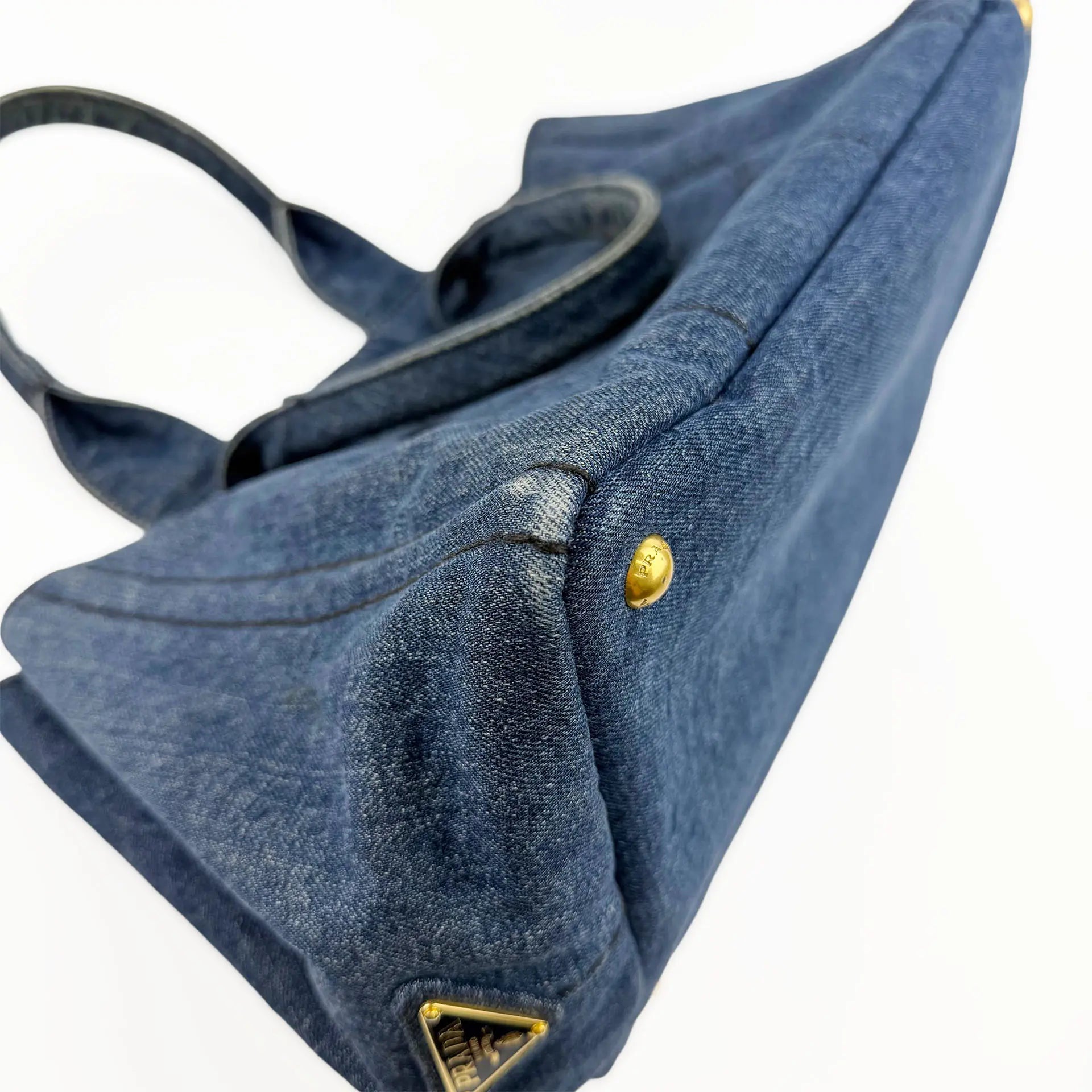 PRADA プラダ カナパ トートバッグ 1BG439 M ハンドバッグ デニム ブルー ヴィンテージ レディース 【中古】
