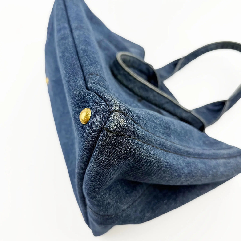 PRADA プラダ カナパ トートバッグ 1BG439 M ハンドバッグ デニム ブルー ヴィンテージ レディース 【中古】